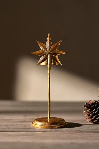 Starry Embossed Tall Taper Holder Gold