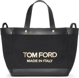 Large Textured Canvas & Leather Tote