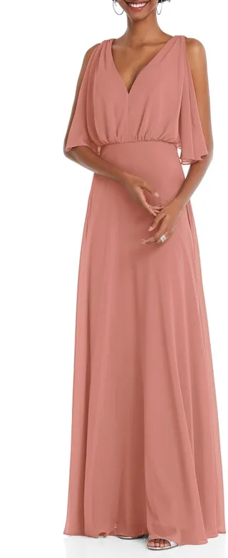 Split Blouson Sleeve Gown