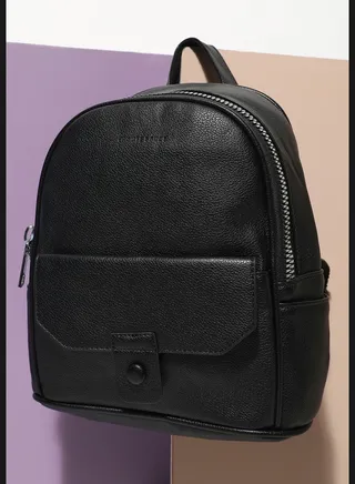 Solid Zip Lock Regular Vegan Leather Backpack For Women
