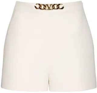 Wool & silk crêpe couture shorts