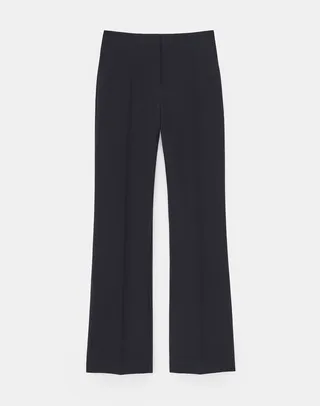 Plus Size Wool Silk Crepe Gates Flared Ankle Pant