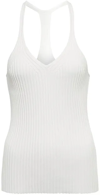 Ribbed-knit halterneck top