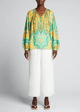Lou Paisley Long-Sleeve Blouse