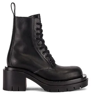 Bottega Veneta Lug Lace Up Ankle Boots in Black