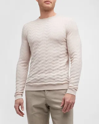 Men's Tonal Chevron Crewneck Sweater