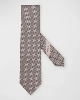 Men's Micro-Squares Jacquard Silk Tie