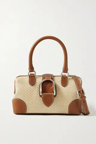 Ralph Lauren Collection - Wellington Mini Doctor Leather-trimmed Raffia Tote - Neutrals