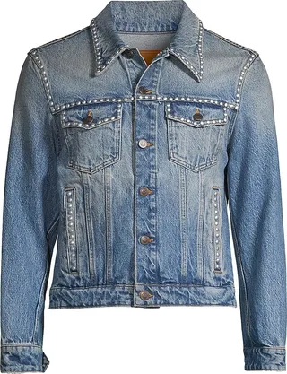Grommet-Trim Denim Trucker Jacket
