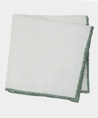 Italian Tipped Linen Pocket Square in Green