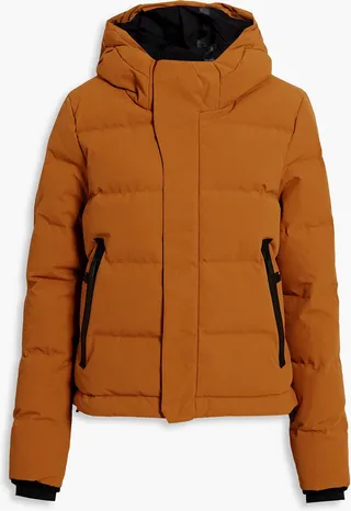 Quilted shell hooded down jacket