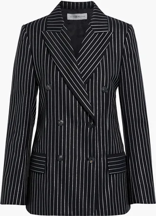 Striped wool-blend lamé blazer