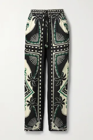 Farm Rio - Jacquard Straight-leg Pants - Black