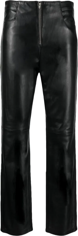 Black High Waist Leather Trousers