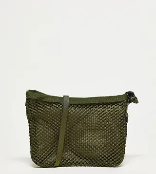 Reclaimed Vintage unisex mini padded side bag in khaki