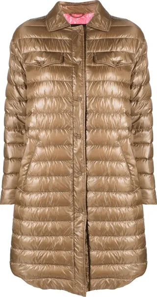 Curved-Hem Puffer Coat
