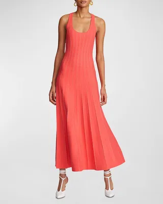 Brandis Pleated Scoop-Neck Maxi Dress