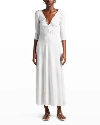 Diagonal Striped Jacquard Jersey Maxi Dress