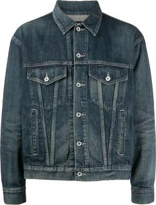 Long-Sleeve Washed-Denim Jacket