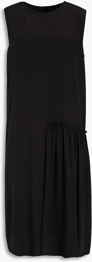 Gathered silk crepe de chine dress