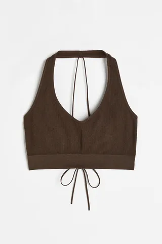 Seamless Halterneck Top with Lacing