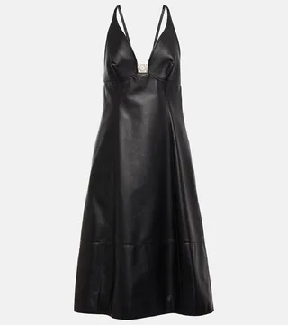 Leather midi dress