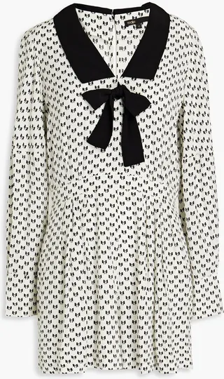 Bow-embellished crepe mini dress