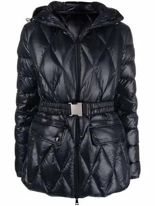 Diamond-Quilt Hooded Jacket