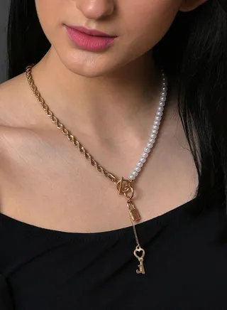 Gold Plated Key Pattern Necklace