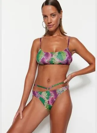 Animal Print Piping High Leg Bikini Bottoms TBESS23BA00081