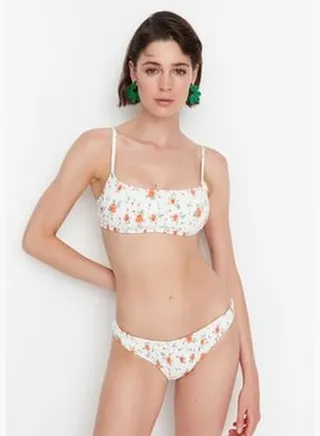 Crispy Floral Pattern Gippe Low Waist Bikini Bottoms TBESS21BA0148