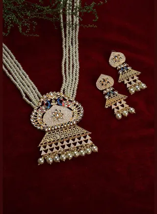 Beaded Meenakari Gold Plated Necklace Set
