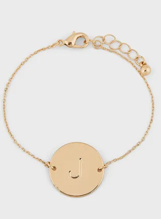 Arabic Initial "L" Disc Bracelet