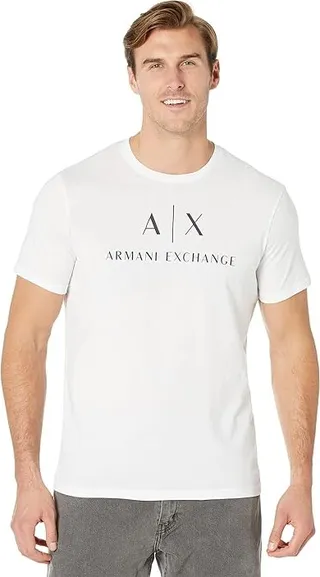 Armani Exchange Logo Printed Tee (White) Men's Clothing