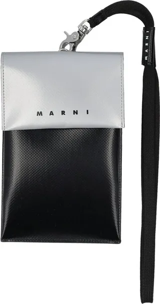 Marni Logo Printed Two Toned Strappy Phone Pouch