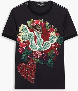 Printed cotton-jersey T-shirt