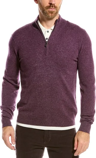 Raffi Zip Mock Neck Cashmere Sweater