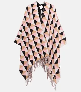Jacquard cashmere and wool shawl