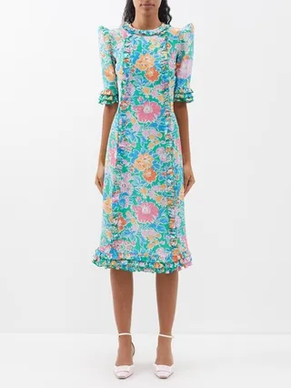 The Cate Printed Silk Midi Dress