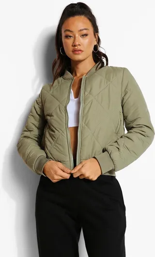 Diamond Quilt Bomber Jacket