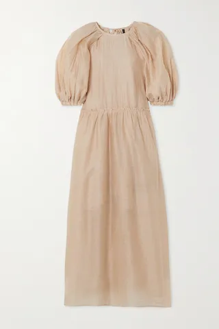 Mother of Pearl - + Net Sustain Ellen Gathered Tencel Lyocell-blend Midi Dress - Cream
