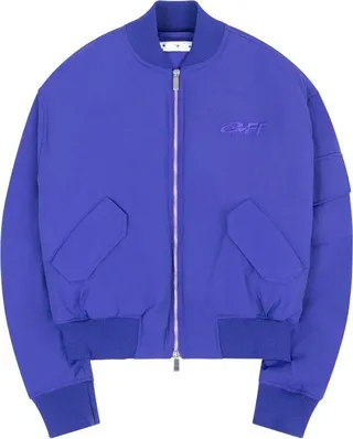 Off-White Logo Embroidered Zipped Bomber Jacket
