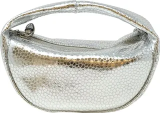 By Far Baby Cush Silver Flagstone Leather Handbag