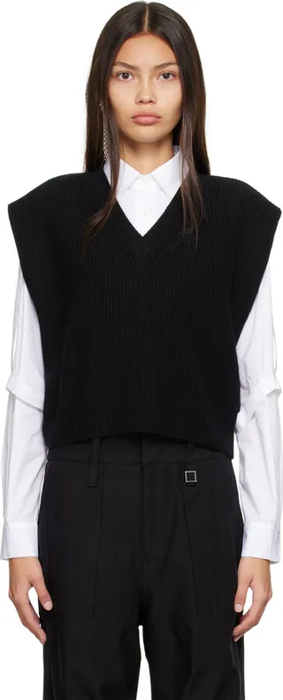 Wooyoungmi Black V-Neck Sweater Vest