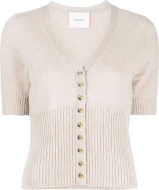 ribbed-panel V-neck cardigan