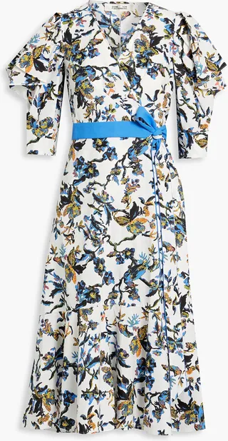 Annabeth wrap-effect printed cotton-poplin dress