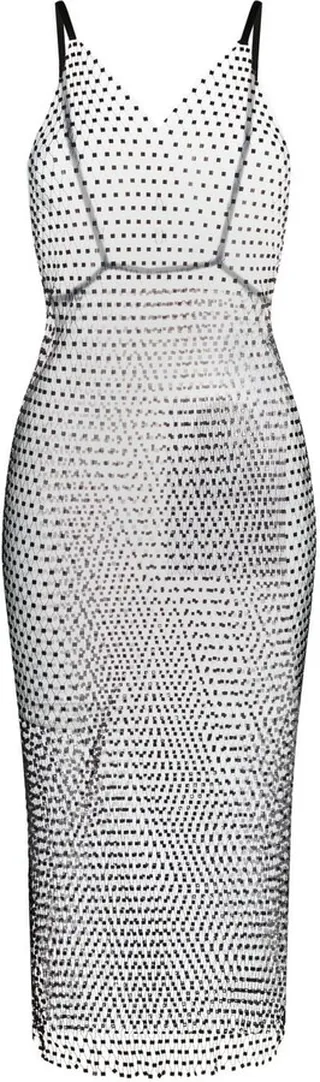 Sleeveless Crystal Net Midi-Dress