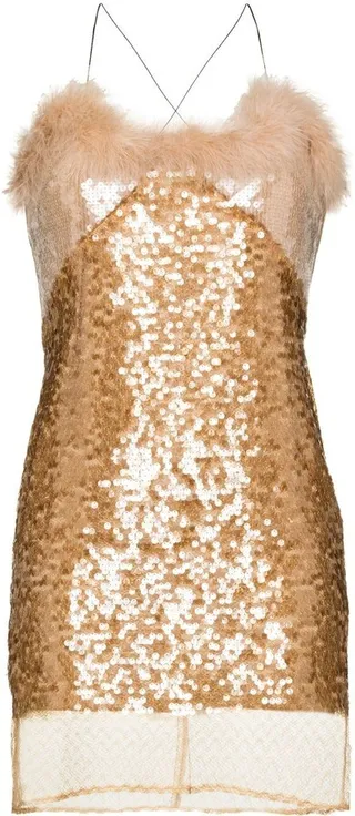 Umaia feather-trim sequinned dress