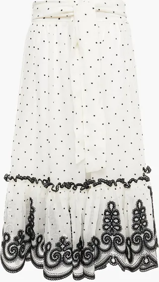 Embroidered linen and silk-blend gauze midi skirt