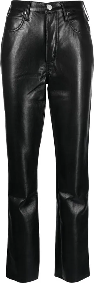 Black High Waist Recycled Leather Trousers